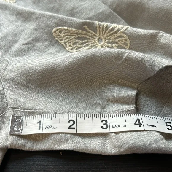 Johnny Was Short Embroidered Linen Butterfly Floral Drawstring Short Pockets XS