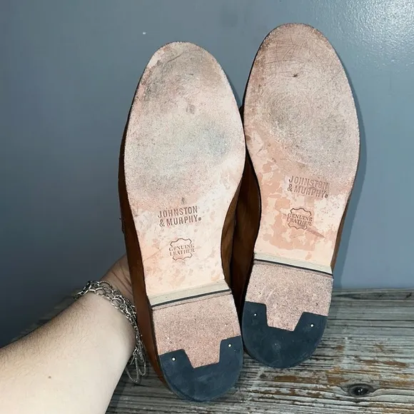 Johnston &amp; Murphy Men Shoe 8M Breland Kiltie Tassel Saddle Tan loafers