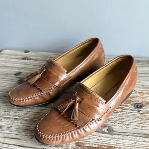 Johnston &amp; Murphy Men Shoe 8M Breland Kiltie Tassel Saddle Tan loafers
