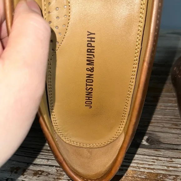 Johnston &amp; Murphy Men Shoe 8M Breland Kiltie Tassel Saddle Tan loafers