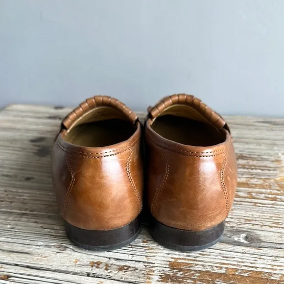 Johnston &amp; Murphy Men Shoe 8M Breland Kiltie Tassel Saddle Tan loafers