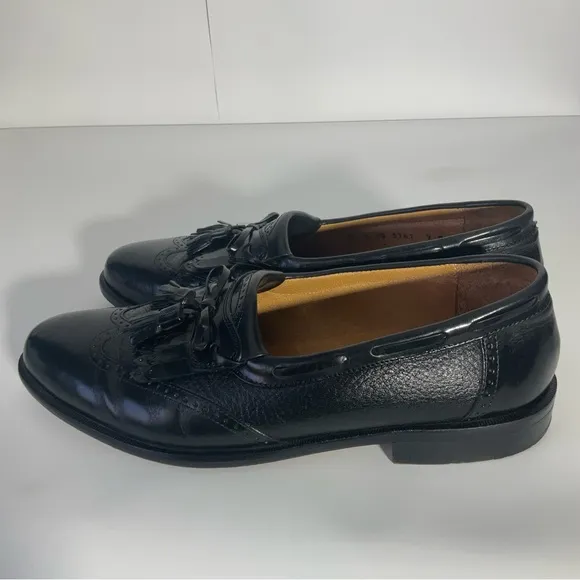 Johnston &amp; Murphy Men’s Cellini Black Leather Loafers Kiltie Tassel Slip-On Sz9M