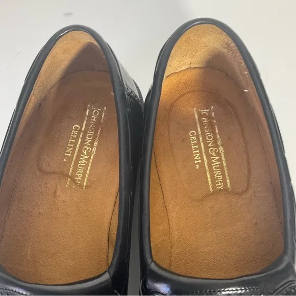 Johnston &amp; Murphy Men’s Cellini Black Leather Loafers Kiltie Tassel Slip-On Sz9M