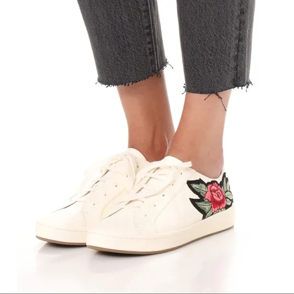 Joie- NEW Daryl Leather Embroidered Floral Sneakers SiE 6
