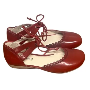 Josef Seibel Fiona 47 Ankle Tie Strap Flats Red Shoes Size EU 37 US 6.5 NIB