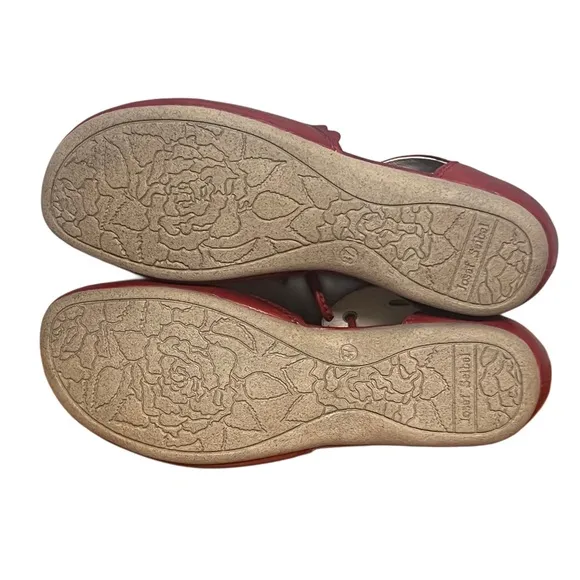 Josef Seibel Fiona 47 Ankle Tie Strap Flats Red Shoes Size EU 37 US 6.5 NIB