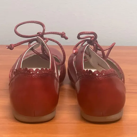 Josef Seibel Fiona 47 Ankle Tie Strap Flats Red Shoes Size EU 37 US 6.5 NIB