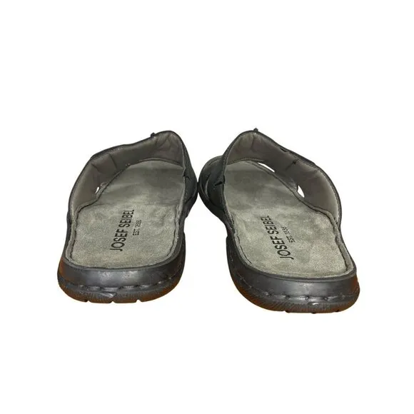 Josef Seibel Logan 21 Black Leather Comfort Slides Bolero size 42 / 8.5 - 9