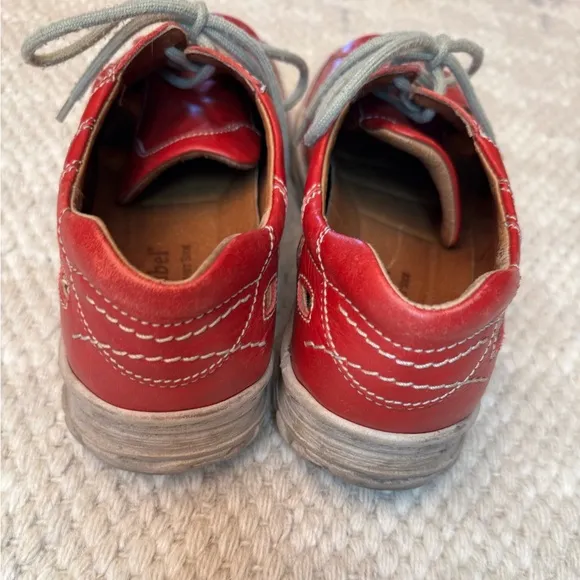 Josef Seibel Red Flats Comfortable Loafers.