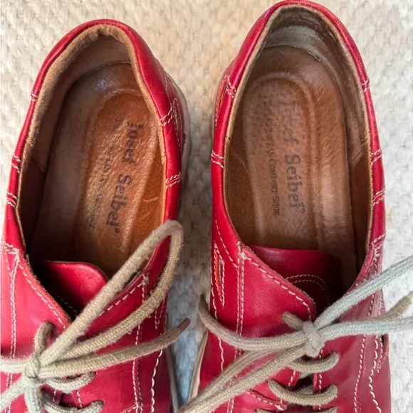 Josef Seibel Red Flats Comfortable Loafers.