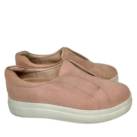J/Slides Leather Slip On Platform Sneakers Sz 8.5 Pink