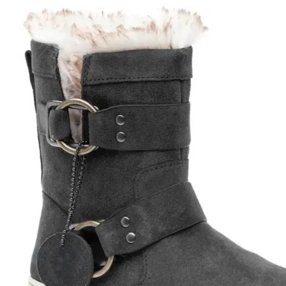 J/SLIDES NYC “NELLY” WATER RESISTANT FAUX FUR GRAY SUEDE WINTER BOOTS🆕