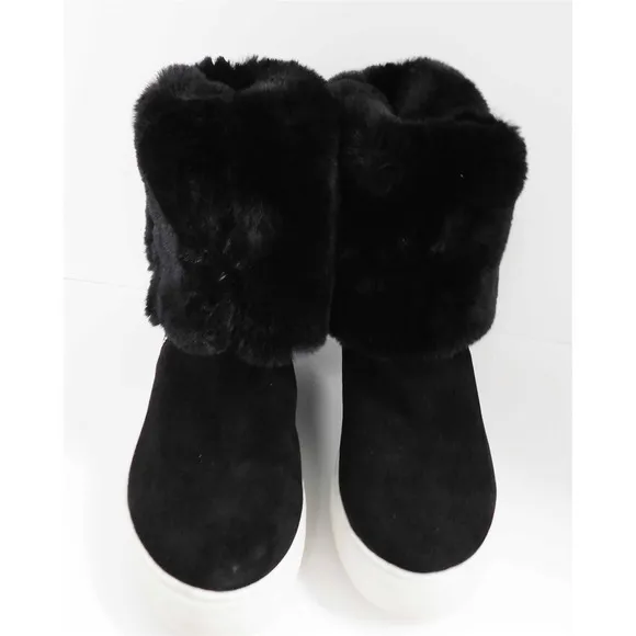 J/Slides Tristan Black Suede Faux Fur Boots 7.5 M