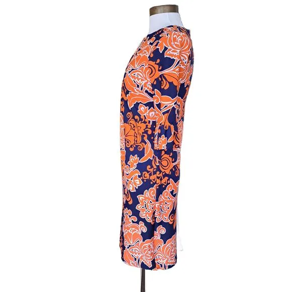 Jude Connally Nancy U-neck Shift Dress Size XS Orange Blue Floral Gators