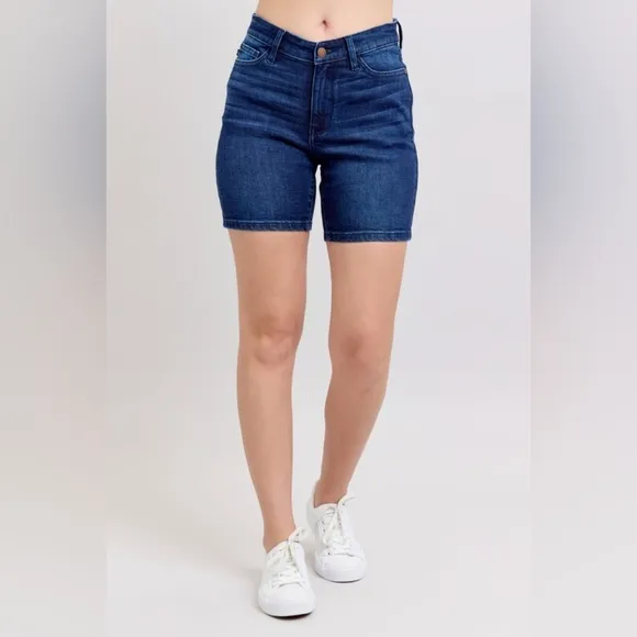 Judy Blue High Waist V-Front Bermuda Shorts.