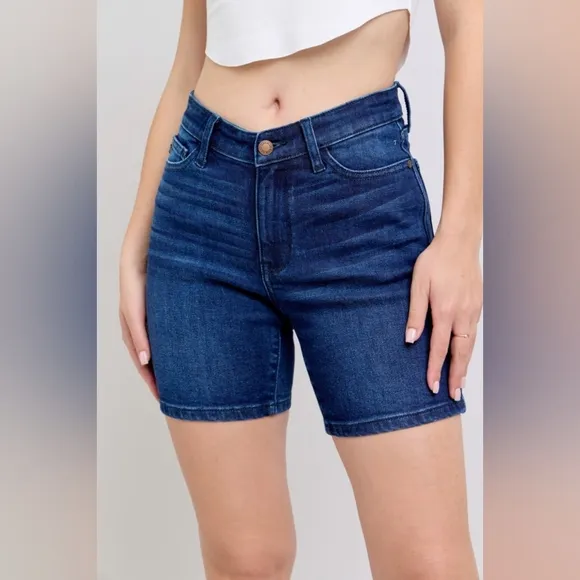 Judy Blue High Waist V-Front Bermuda Shorts.