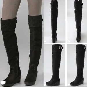 Juicy Couture Eldora black over the knee wedge boots 9