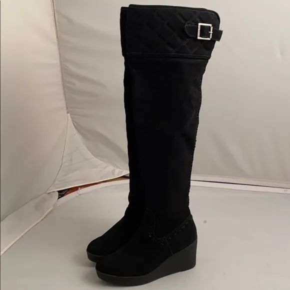 Juicy Couture Eldora black over the knee wedge boots 9