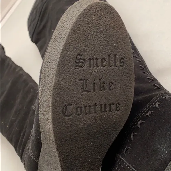 Juicy Couture Eldora black over the knee wedge boots 9