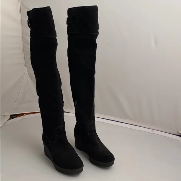 Juicy Couture Eldora black over the knee wedge boots 9