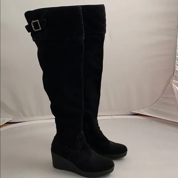 Juicy Couture Eldora black over the knee wedge boots 9