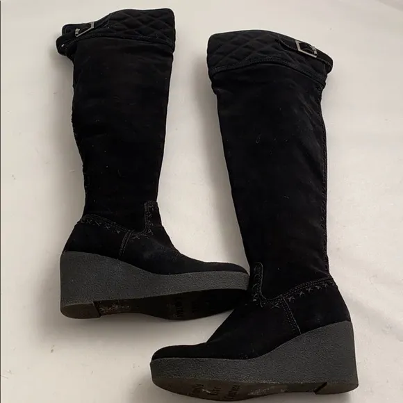 Juicy Couture Eldora black over the knee wedge boots 9