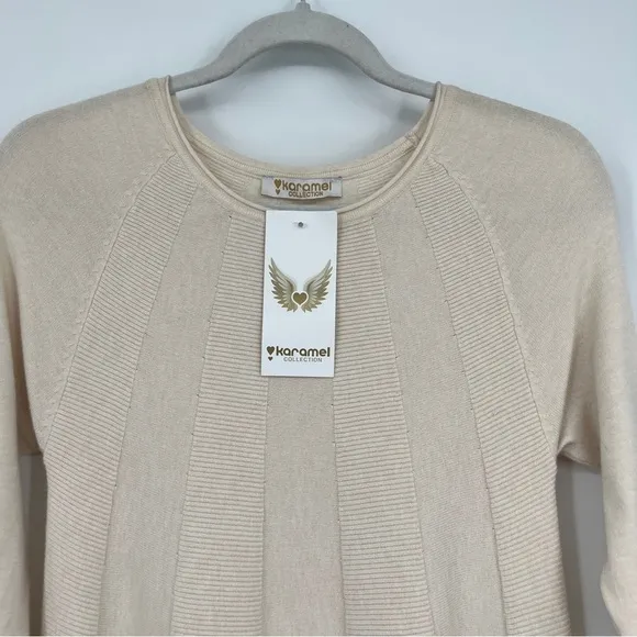 Karamel Collection sweater dress woman's size small cream modal blend