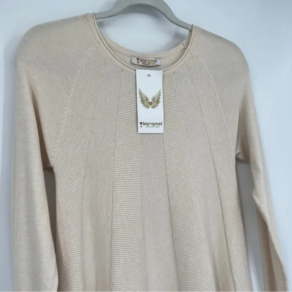 Karamel Collection sweater dress woman's size small cream modal blend