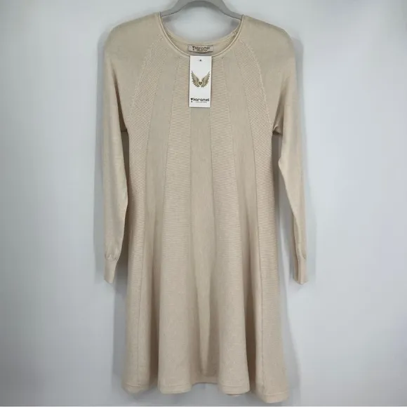 Karamel Collection sweater dress woman's size small cream modal blend