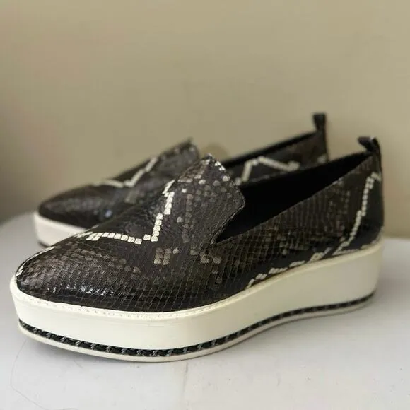 Karl Lagerfeld Loafers Brea Leather Snakeskin Print Platform Womens Sz 7.5