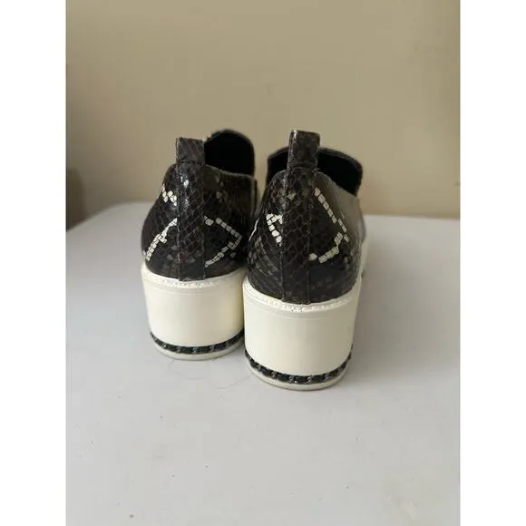 Karl Lagerfeld Loafers Brea Leather Snakeskin Print Platform Womens Sz 7.5