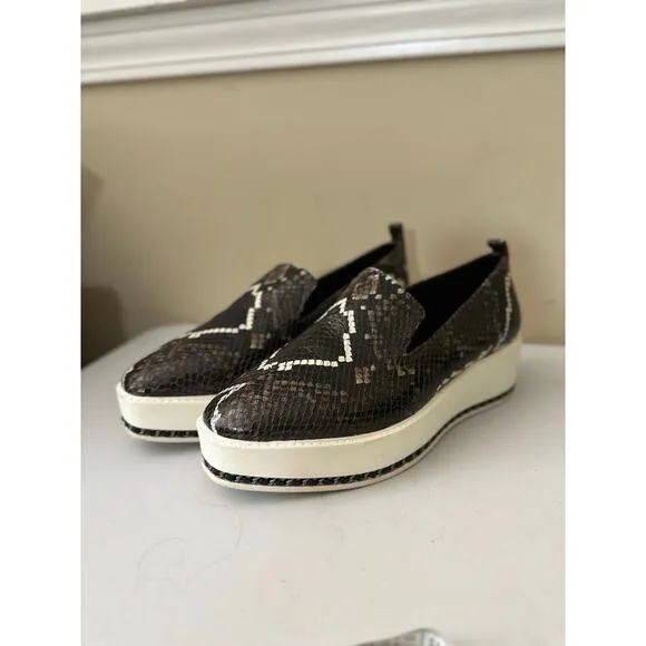 Karl Lagerfeld Loafers Brea Leather Snakeskin Print Platform Womens Sz 7.5