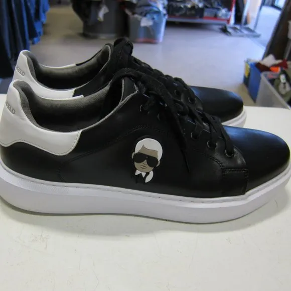 Karl Lagerfeld Paris LF1S1107 Men's 12M Black/White Leather Fashion Sneakers