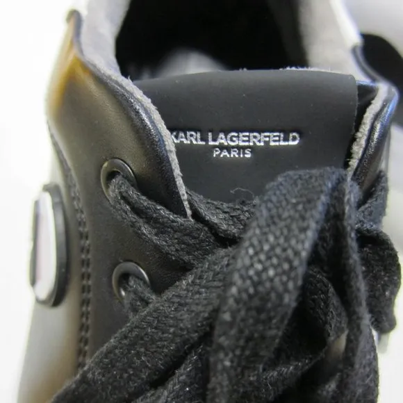 Karl Lagerfeld Paris LF1S1107 Men's 12M Black/White Leather Fashion Sneakers