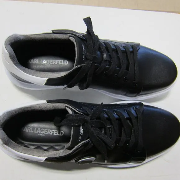 Karl Lagerfeld Paris LF1S1107 Men's 12M Black/White Leather Fashion Sneakers