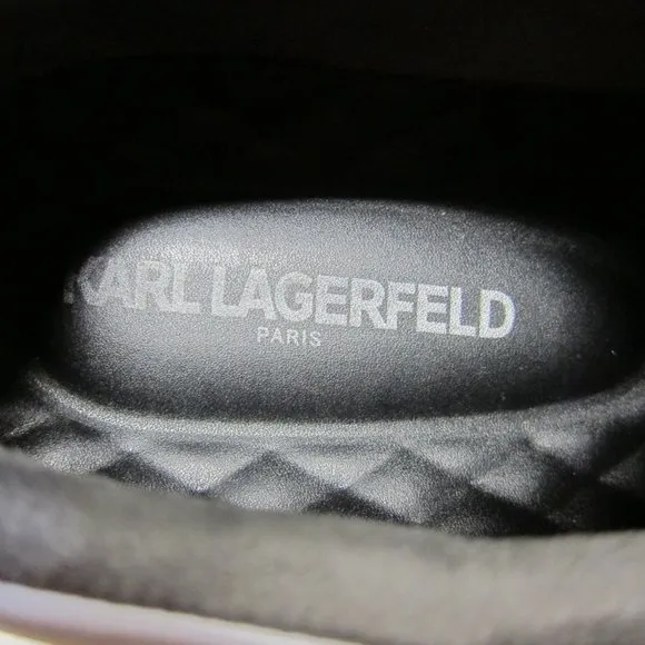 Karl Lagerfeld Paris LF1S1107 Men's 12M Black/White Leather Fashion Sneakers