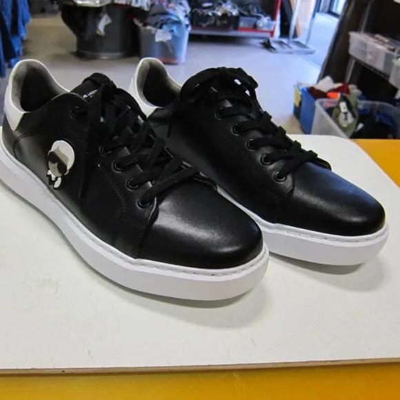 Karl Lagerfeld Paris LF1S1107 Men's 12M Black/White Leather Fashion Sneakers
