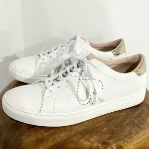 Kate Spade Angelise Leather Sneakers White/Gold Perforated 9