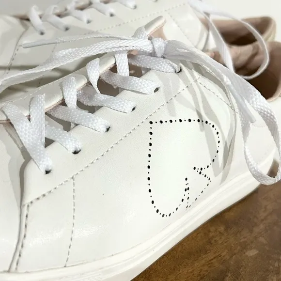 Kate Spade Angelise Leather Sneakers White/Gold Perforated 9