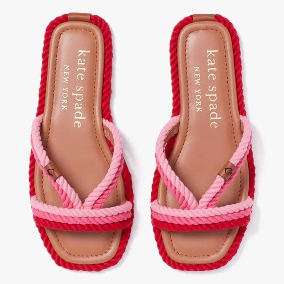 Kate Spade Captain's Cord Slide Sandals Pink
