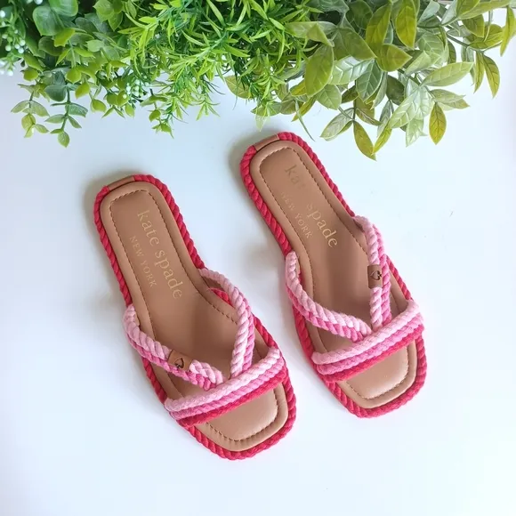 Kate Spade Captain's Cord Slide Sandals Pink