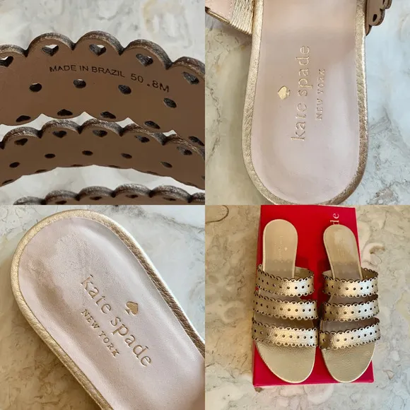 Kate Spade Gold Slides Sandals