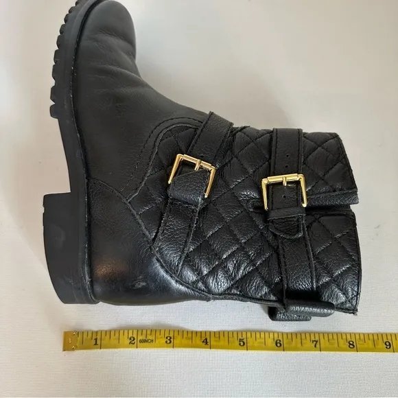 Kate Spade Quilted Samara Moto Chunky Black Ankle Boots - Size 6.5