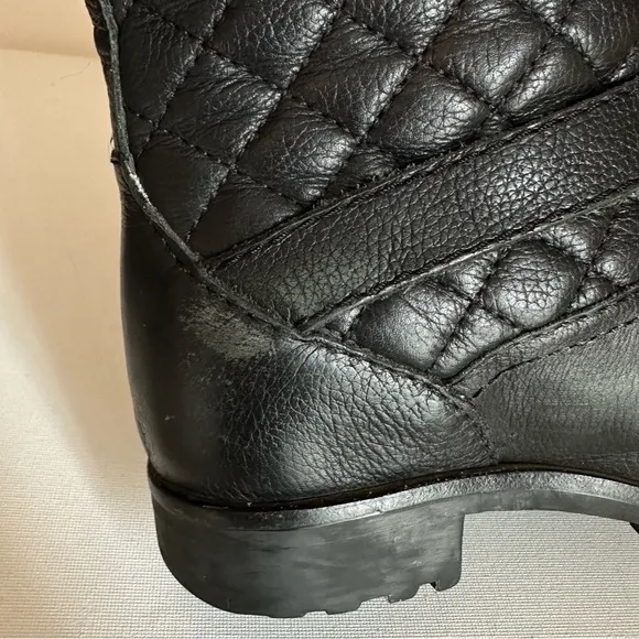 Kate Spade Quilted Samara Moto Chunky Black Ankle Boots - Size 6.5