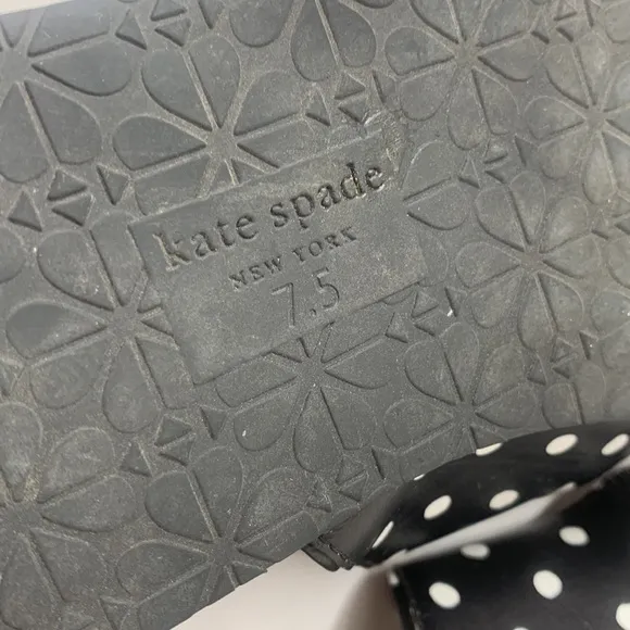 Kate Spade Rhodes black/white polka dot leather slide sandals