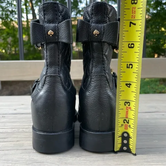 Kate Spade Samara Black Soft Quilted Leather Moto Ankle Boots size 7 M