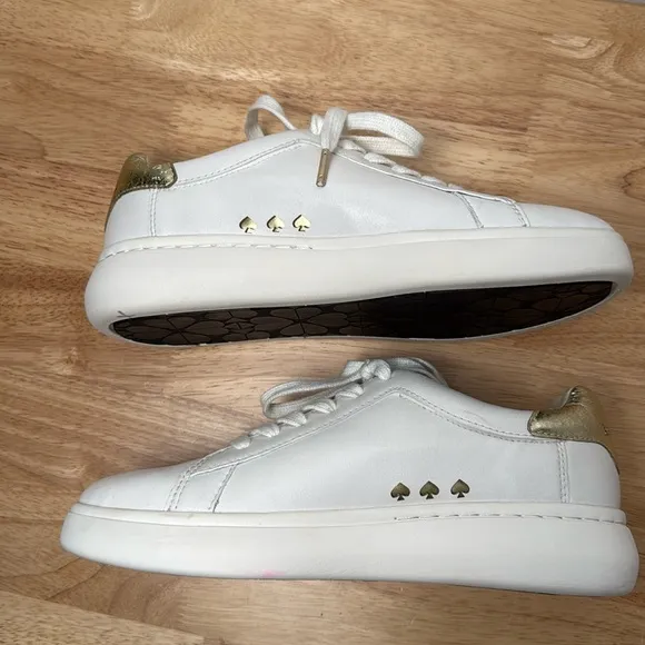 Kate Spade Womens Lift White Leather Lace Up Casual and Fashion Sneakers