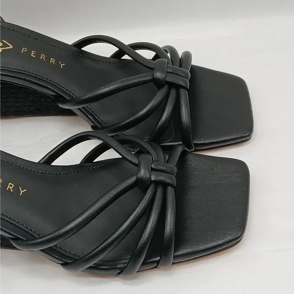 Katy Perry Irisia Twisted Sandal Women's 8M Black Wedge Espadrilles Strappy Shoe