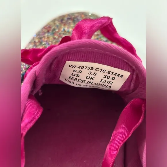 Keds X Kate Spade Fuchsia Multi Color Glitter Ribbon Tie Sneakers 6