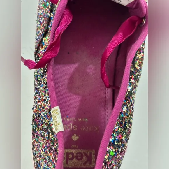 Keds X Kate Spade Fuchsia Multi Color Glitter Ribbon Tie Sneakers 6